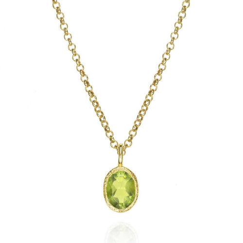 Natural Peridot Pendant in Gold Vermeil - "Zen"