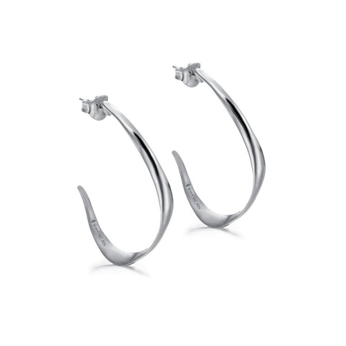 Small Sterling Silver Stud Hoop Earrings - "Silver Venice"