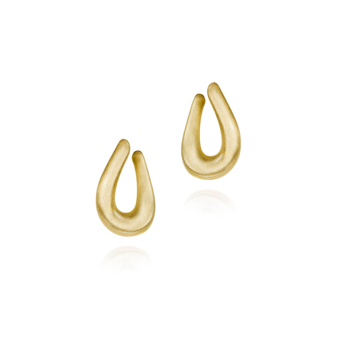Cotton Collection sculptural stud earrings by Jorge Revilla in satin gold vermeil