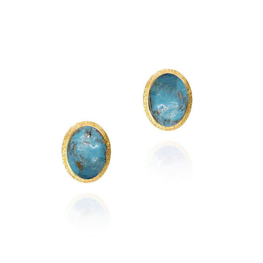 Zen Birthstone natural turquoise stud earrings in gold vermeil