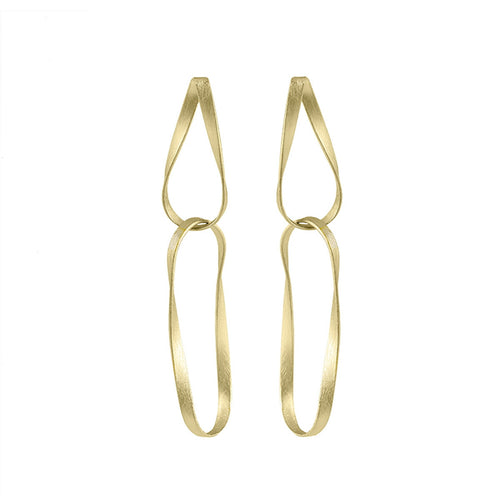Long Gold Vermeil Drop Earrings - "Twist & Trail"