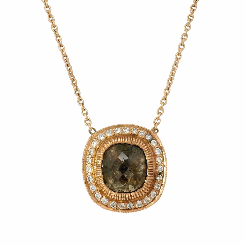 Medallion diamond pendant with concentric rose gold detail