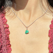 Rough Emerald, Diamond, & Rose Gold Pendant - "Esmeralda"