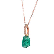 Just Jules Rough Emerald and 14K Rose Gold Diamond Bail Pendant Side