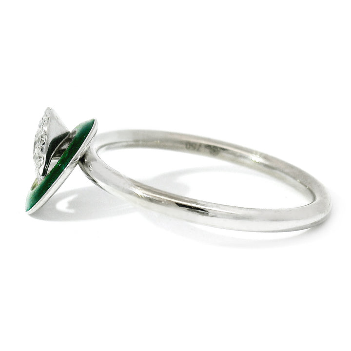 Kinetic Ceramic Halo & Diamond Ring - "Happy Dark Green"