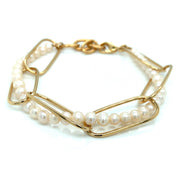 Yellow Gold Plated Bracelet with Intertwined Pearls - "Karen"