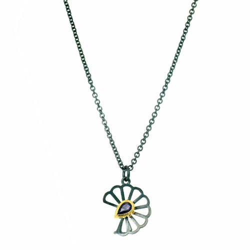 Yogo Sapphire Origami Necklace - "Petite Cloud Fold"