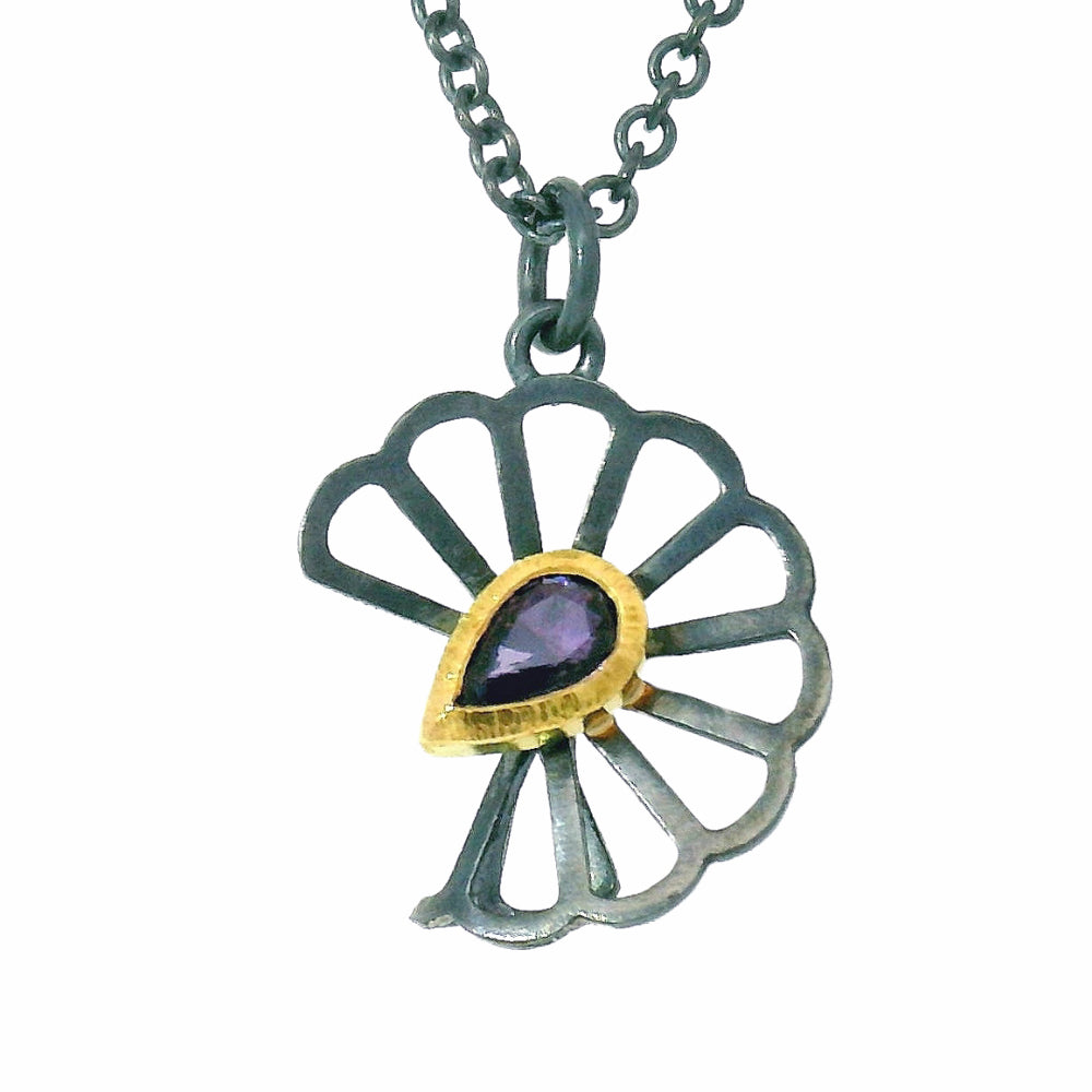 Yogo Sapphire Origami Necklace - "Petite Cloud Fold"