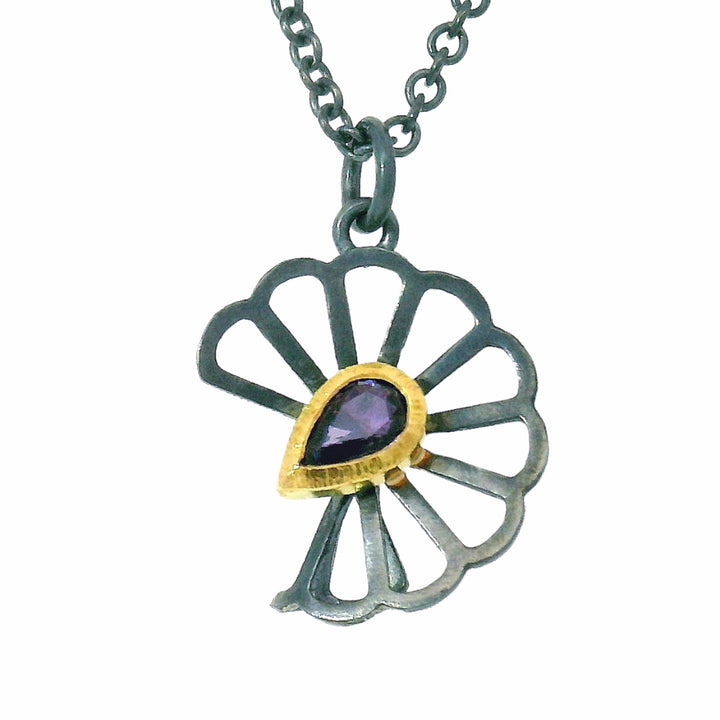 Yogo Sapphire Origami Necklace - "Petite Cloud Fold"