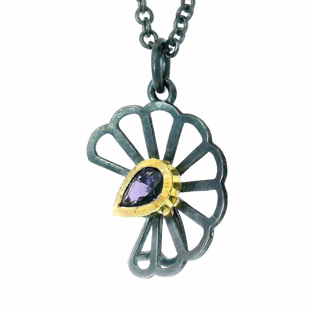 Yogo Sapphire Origami Necklace - "Petite Cloud Fold"