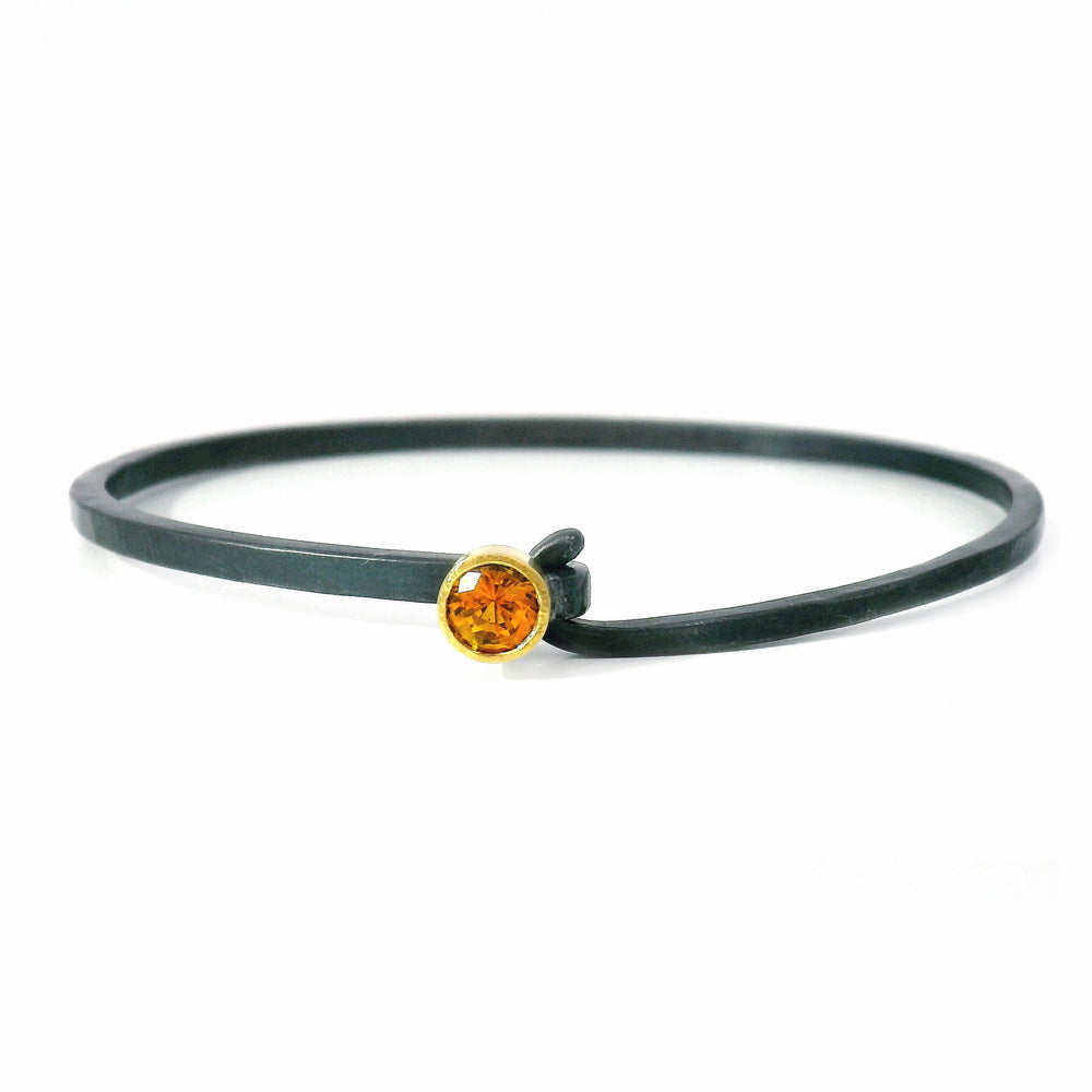 Orange Montana Sapphire Two-Tone Hook Bracelet - "Ember"