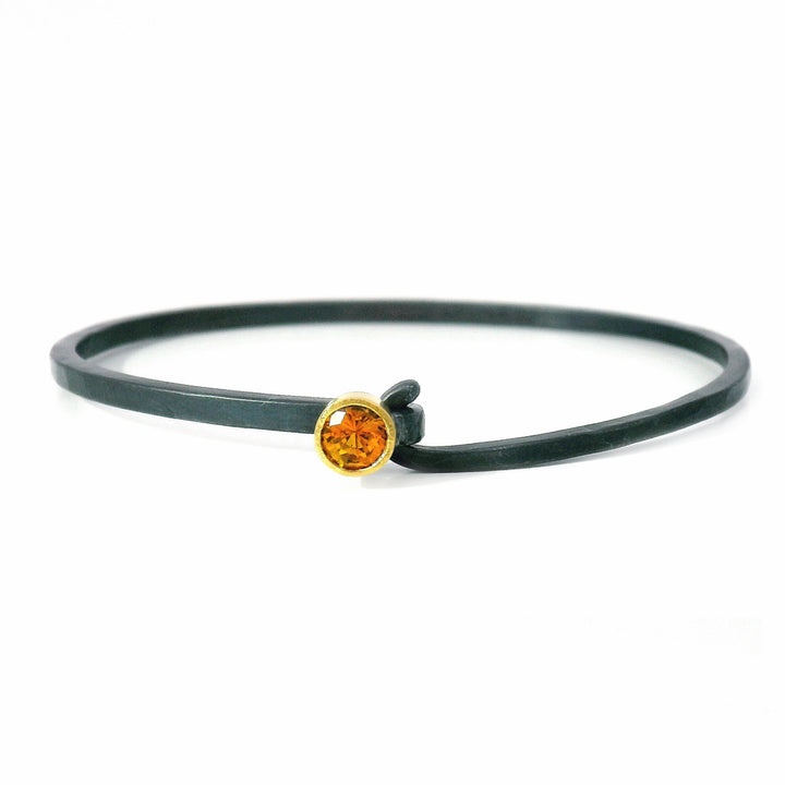 Orange Montana Sapphire Two-Tone Hook Bracelet - "Ember"