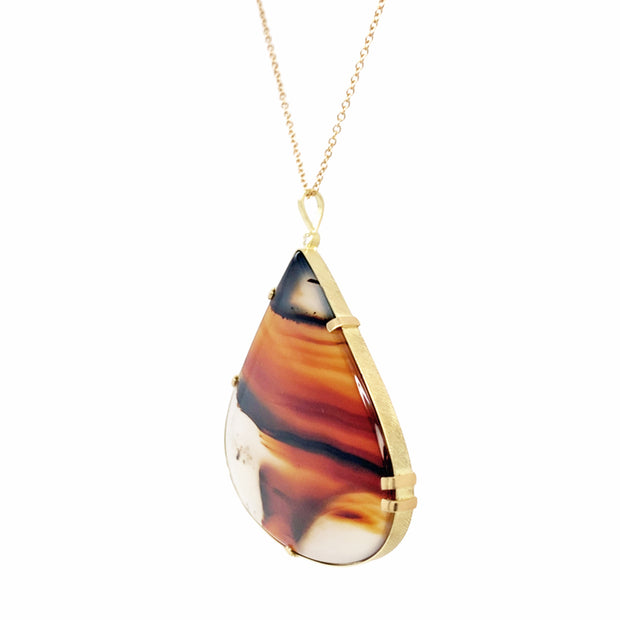 One-of-a-Kind Montana Agate & Diamond Necklace - "Home on the Range"