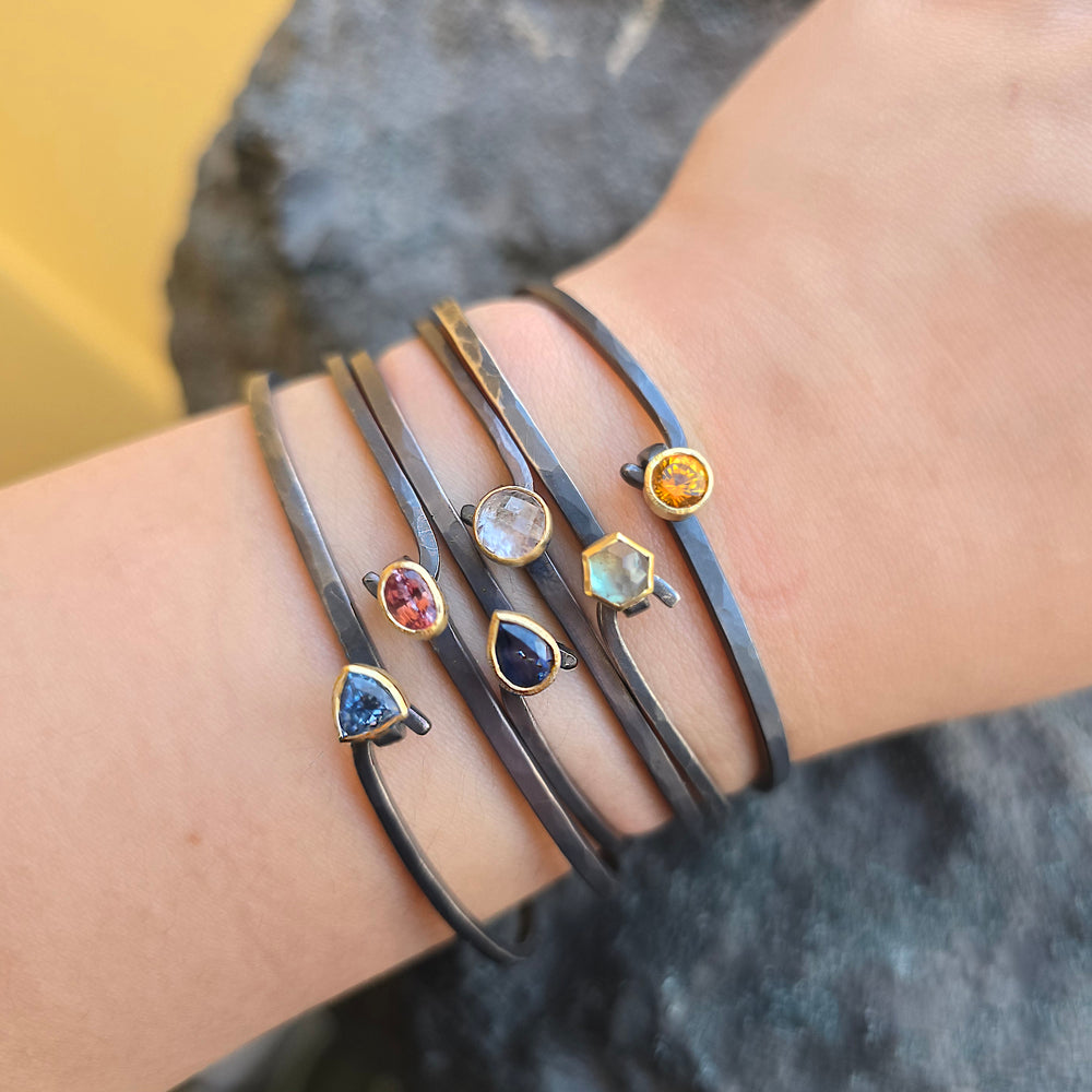Blue Montana Sapphire Two-Tone Hook Bracelet - "Nightfall"