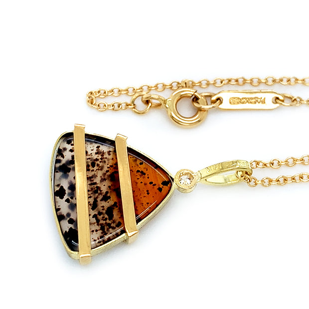 One-of-A-Kind Montana Agate & Diamond Necklace - "River Bank"