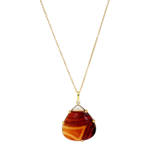 One-of-a-Kind Montana Agate & Diamond Necklace - "Lava Lake"