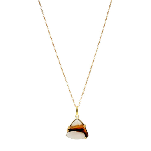 One-of-a-Kind Montana Agate & Diamond Necklace - "Desert Sky"