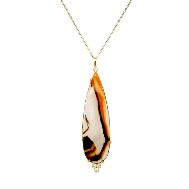 One-of-A-Kind Montana Agate & Diamond Necklace - "Yellowstone"