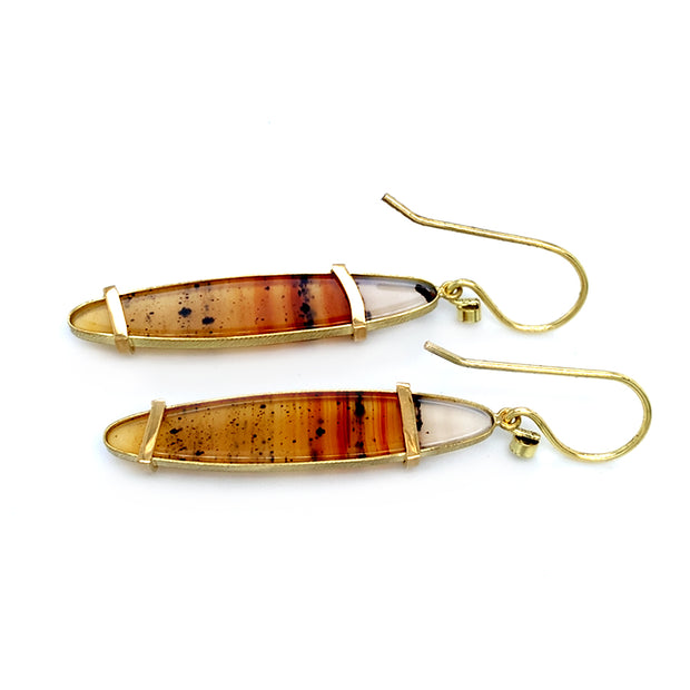 One-of-a-Kind Montana Agate & Diamond Earrings - "Sunset Lake"