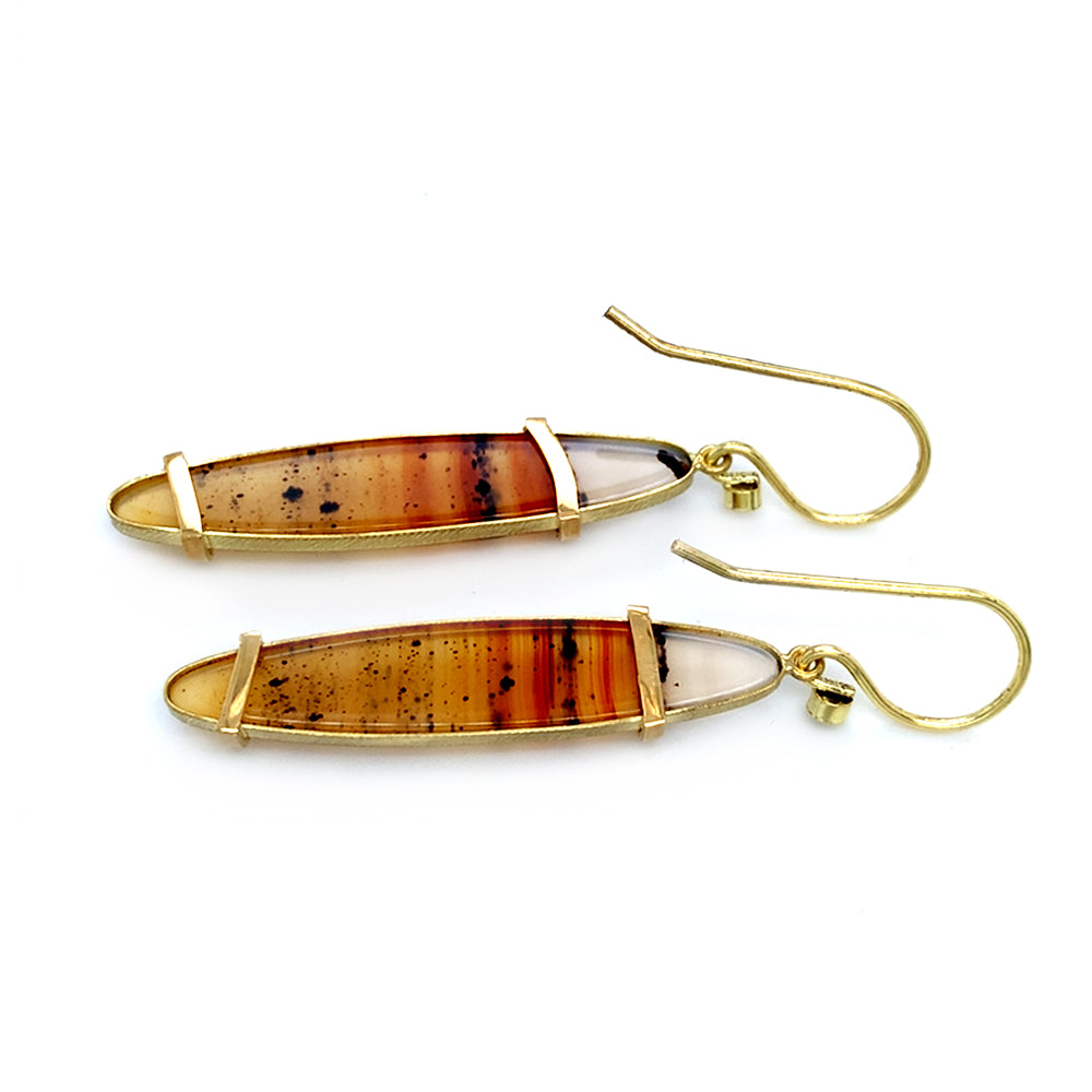 One-of-a-Kind Montana Agate & Diamond Earrings - "Sunset Lake"