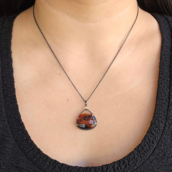 One-of-a-Kind Montana Agate & Diamond Necklace - "Tigress"