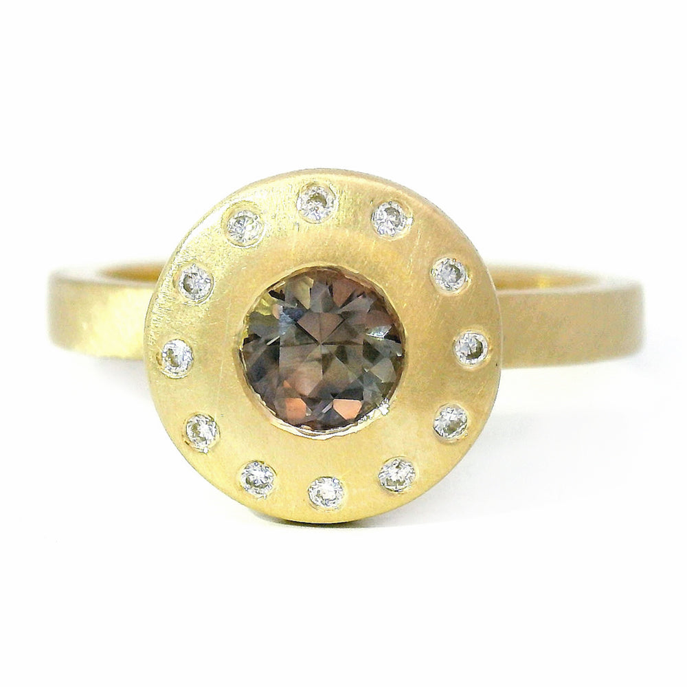 Montana Sapphire Origami Ring Set- "Halo Duet"