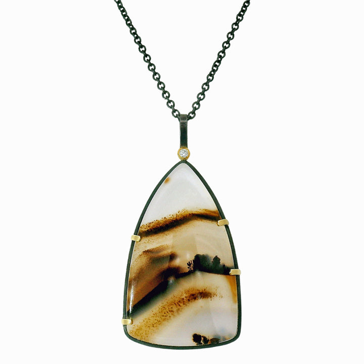One-of-a-Kind Montana Agate & Diamond Necklace - "Badlands"