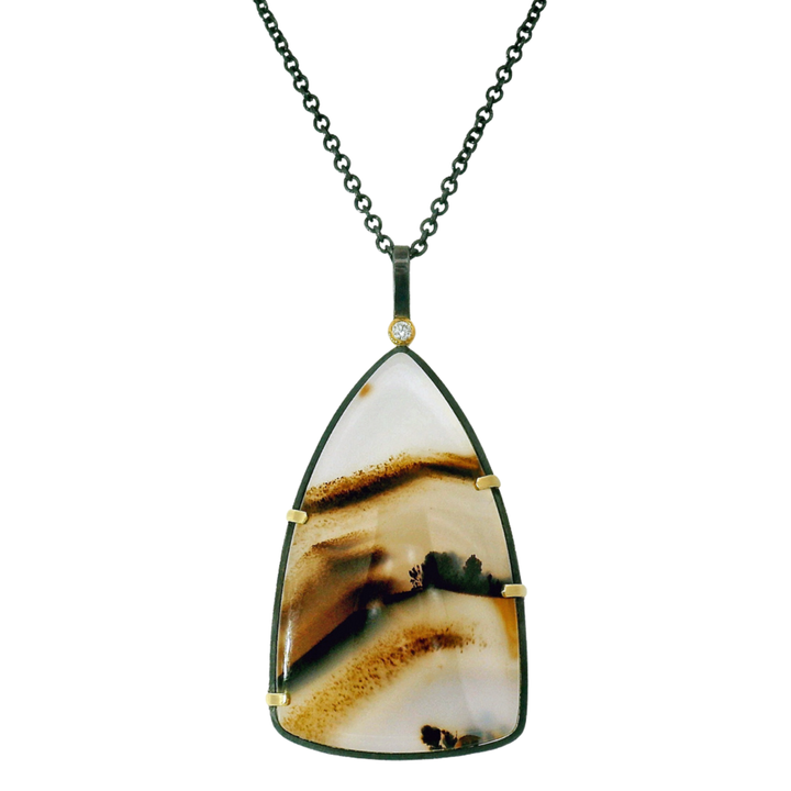 One-of-a-Kind Montana Agate & Diamond Necklace - "Badlands"