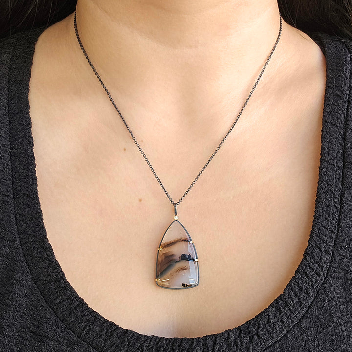 One-of-a-Kind Montana Agate & Diamond Necklace - "Badlands"