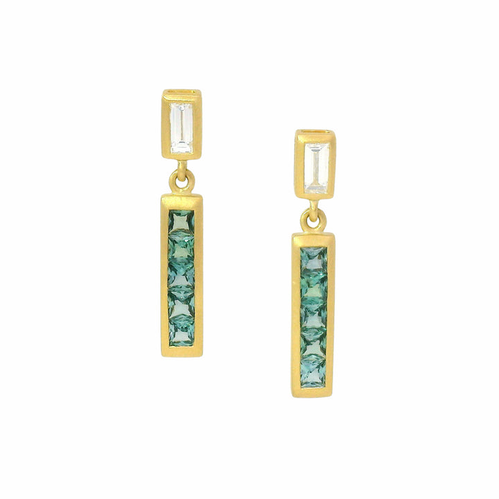 Alexandrite & Diamond Drop Earrings - "Lumea Bars"