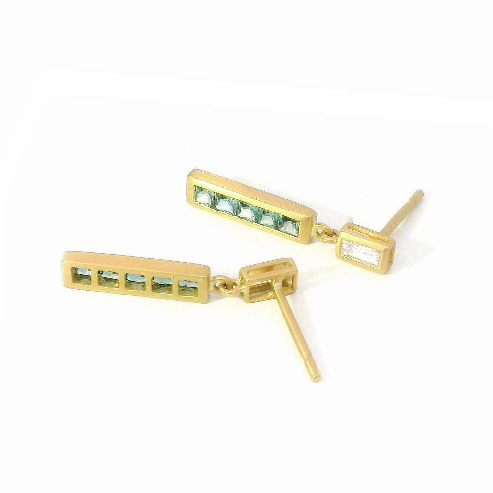 Alexandrite & Diamond Drop Earrings - "Lumea Bars"