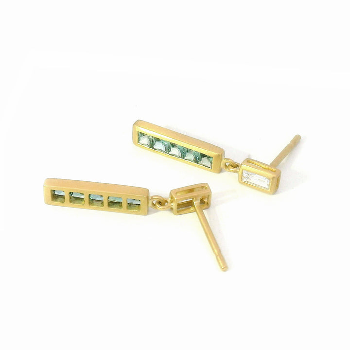 Alexandrite & Diamond Drop Earrings - "Lumea Bars"