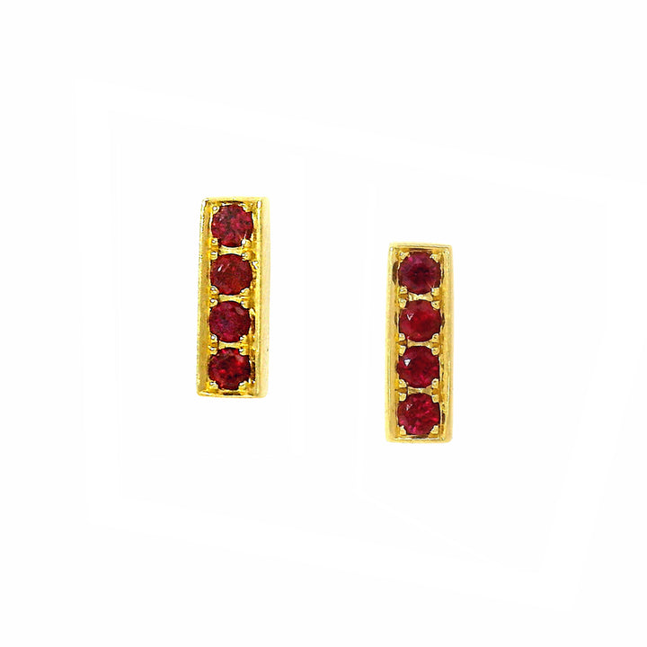 Ruby & Yellow Gold Stud Earrings - "Scarlet"