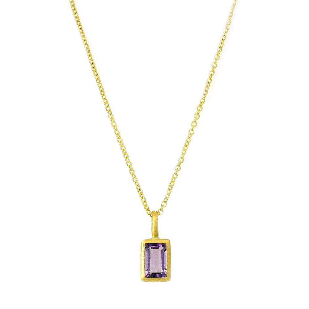 Rectangular Amethyst & Yellow Gold Pendant - "Reminisce in Violet"