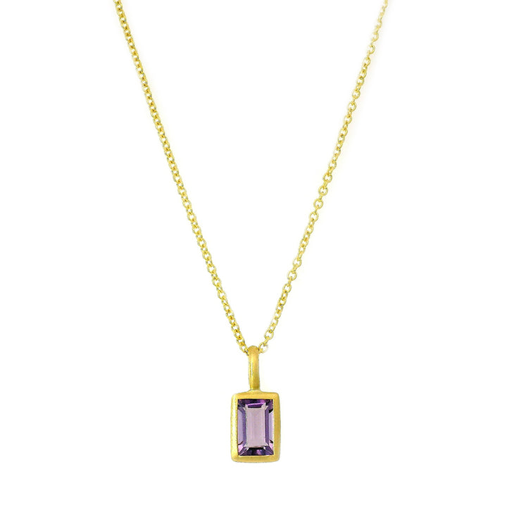 Rectangular Amethyst & Yellow Gold Pendant - "Reminisce in Violet"