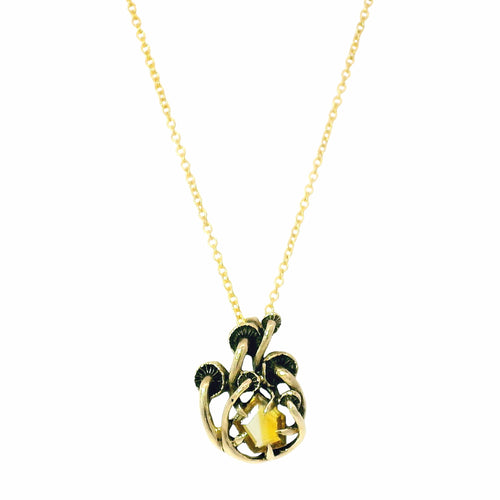 Yellow-Orange Geocut Montana Sapphire Pendant - "Mushroom"