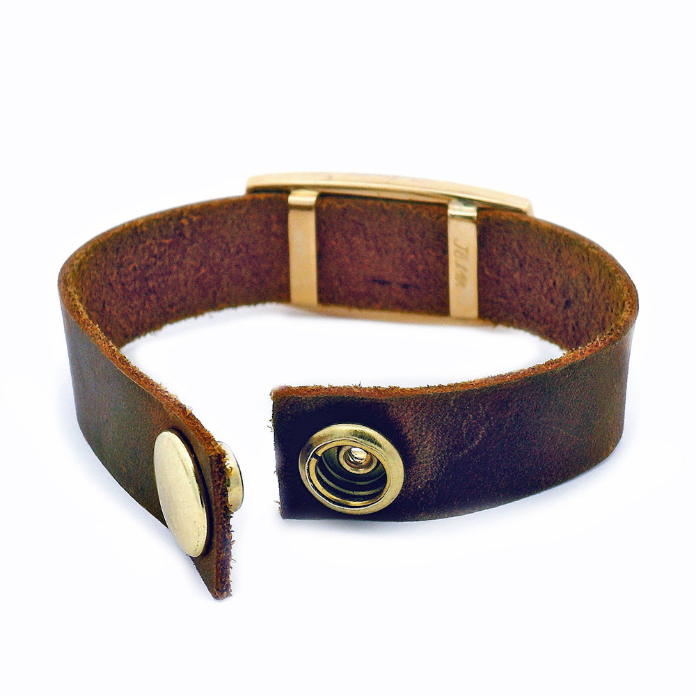 Kingman Turquoise & Yellow Gold Leather Cuff Bracelet - "Cowgirl's Charm"