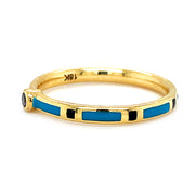 Yogo Sapphire & Yellow Gold Band with Enamel - "Rock Candy Blue"