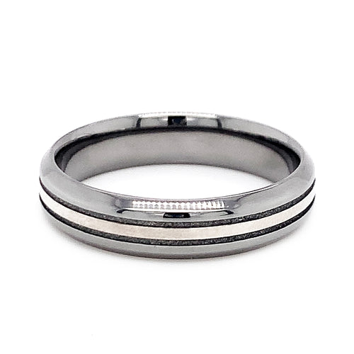 Tantalum and Sterling Silver Grooved Band