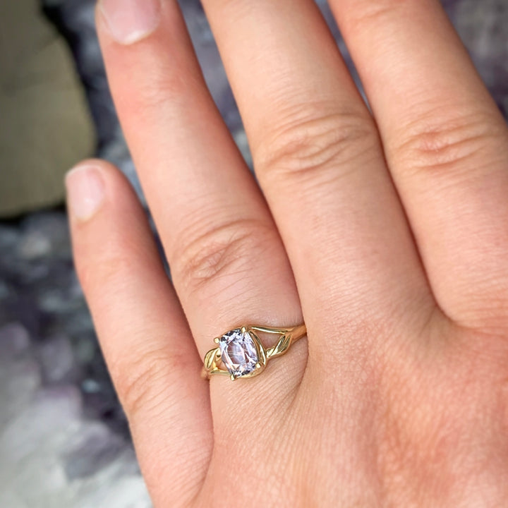 Purple Montana Sapphire & Yellow Gold Engagement Ring - "Lavender Fields"