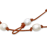 Freshwater Pearl & Leather Necklace - "Mira"