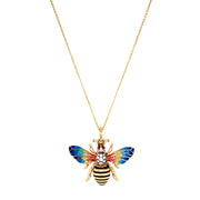 Fired Enamel, Diamond, & Ruby Necklace - "Signature Bee"