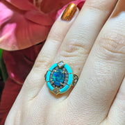 Freeform Opal, Diamond, & Enamel Ring - "Mother Earth"