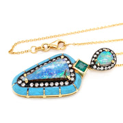 One-Of-A-Kind Opal, Emerald, Diamond & Enamel Necklace - "Tropical Waters"