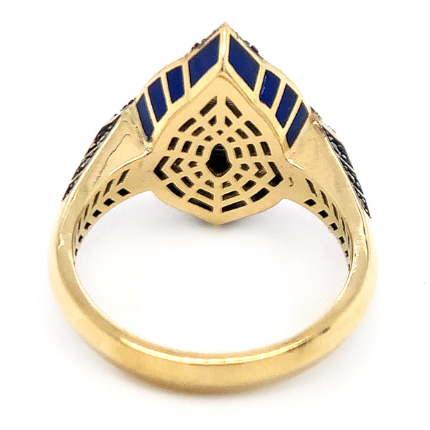 Blue Sapphire, Diamond, & Enamel Ring - "Masquerade"