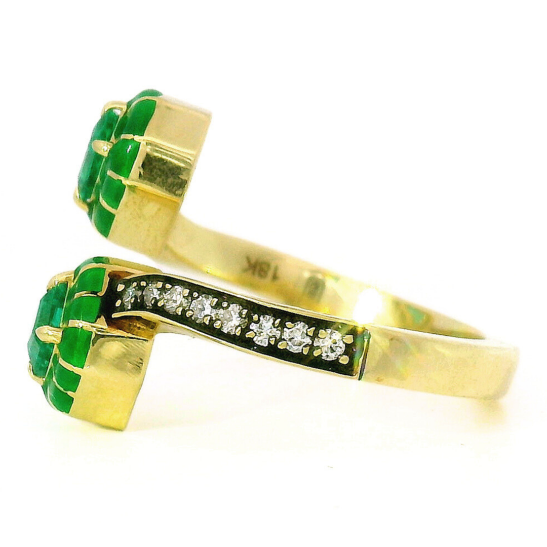 One-of-a-Kind Emerald, Diamond & Enamel Bypass Ring - "Wicked Twist"