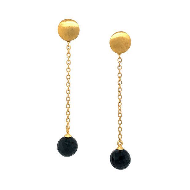 Gold Vermeil & Black Spinel Drop Earrings - "French Noir"