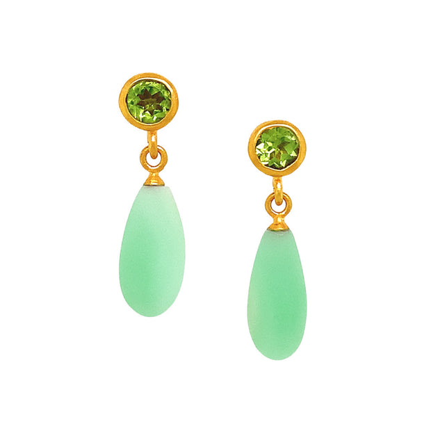 Peridot & Chrysoprase Gold Vermeil Drop Earrings - "Fiddler's Green"