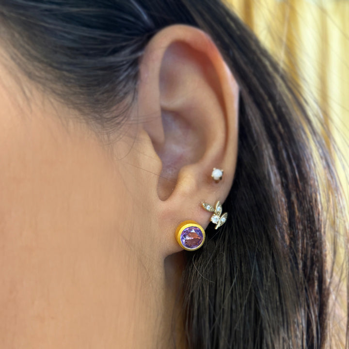 Gold Vermeil Bezel-Set Amethyst Stud Earrings