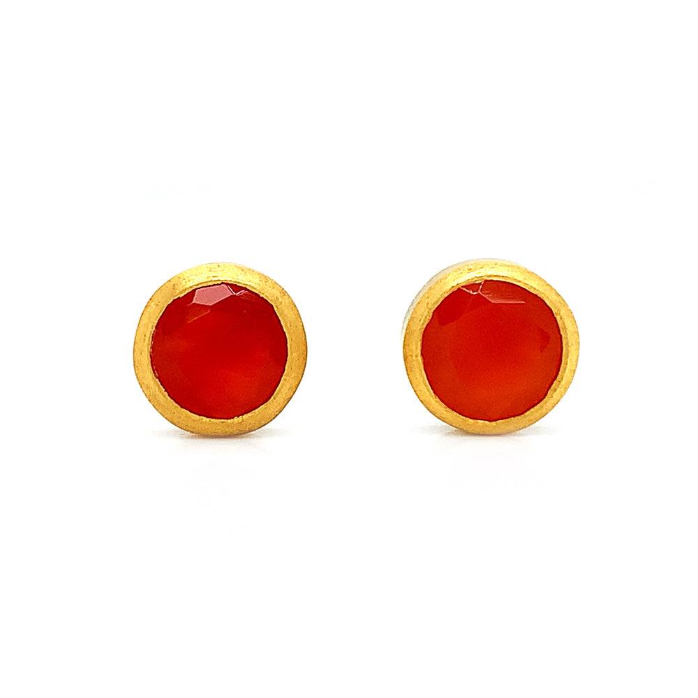 Gold Vermeil & Carnelian Stud Earrings